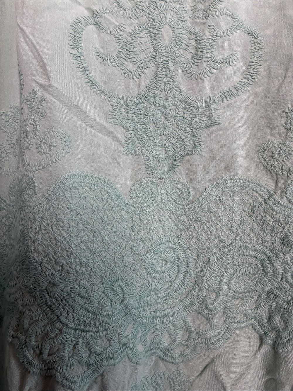 Democracy Sage Green Embroidered Crochet Peasant Blouse - Picture 8 of 9